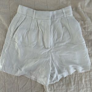Abercrombie & Fitch Women's High Waist Linen Shorts - White